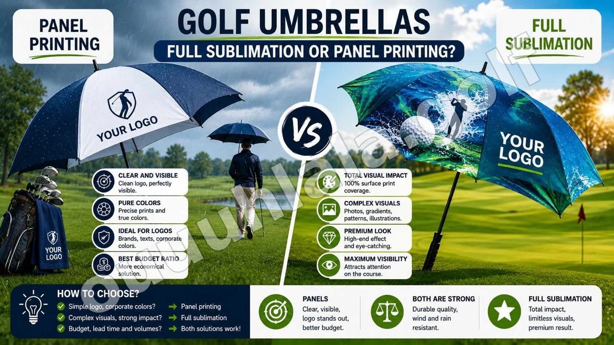 Full Sublimation vs Panel Printing for Golf Umbrellas