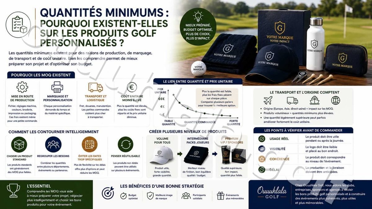 Quantités minimums : pourquoi existent-elles sur les produits golf personnalisés ?