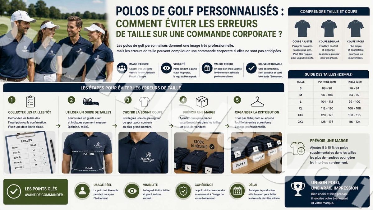 Polos de golf personnalisés : comment éviter les erreurs de taille sur une commande corporate