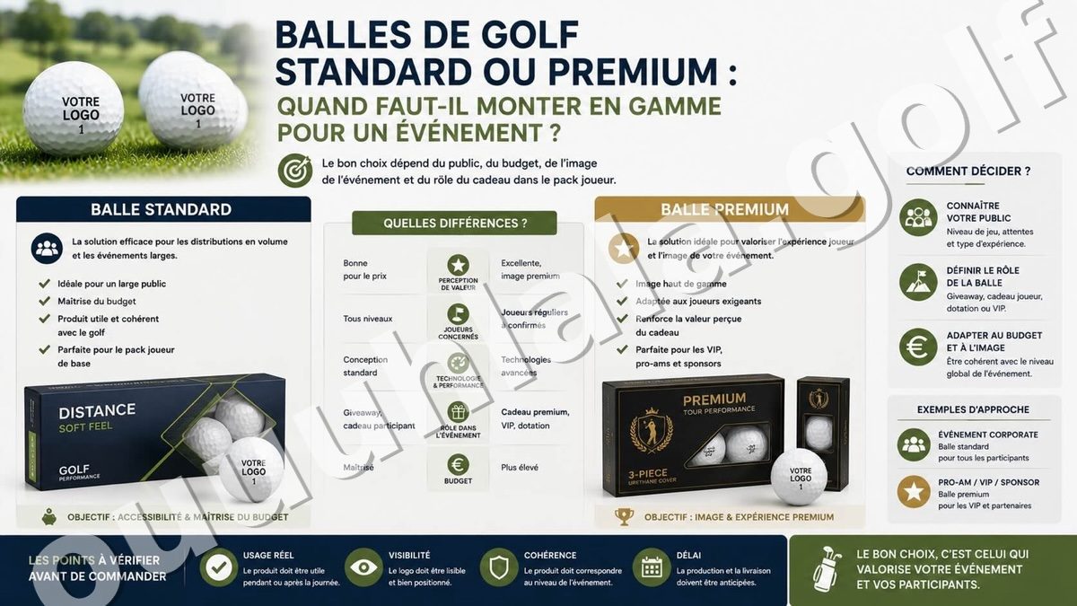 Balles de golf standard ou premium : quand faut-il monter en gamme pour un événement ?