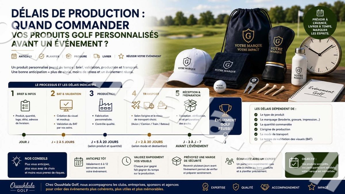 Délais de production : quand commander vos produits golf personnalisés avant un événement ?
