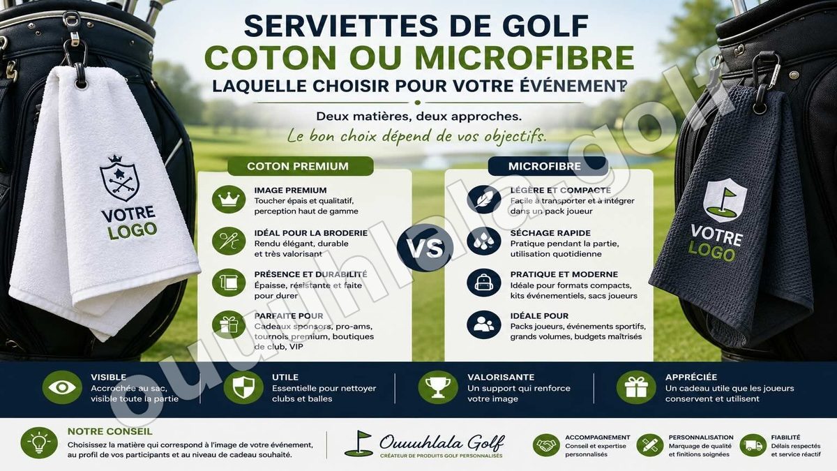 Serviettes de golf en coton ou microfibre : laquelle choisir pour votre événement ?