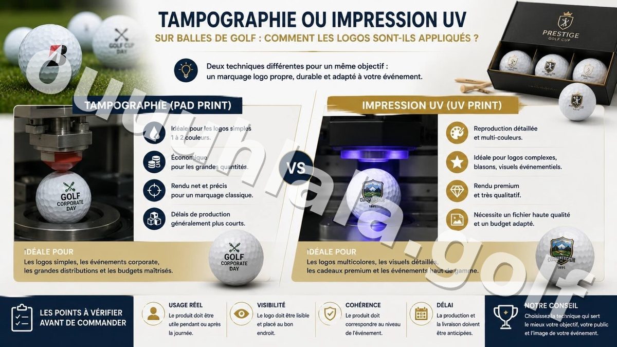 Tampographie ou impression UV sur balles de golf : comment les logos sont-ils appliqués ?
