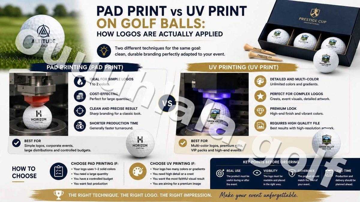 Pad Print vs UV Print on Golf Balls: How Logos Are Actually Applied