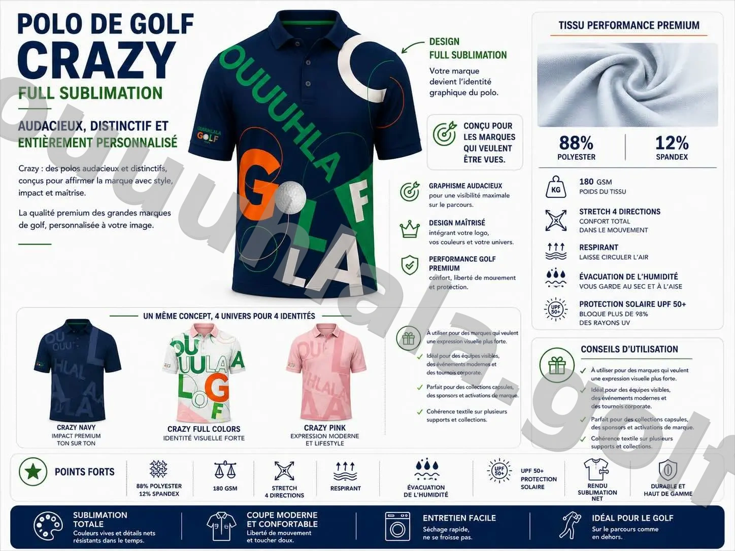 Crazy - Le Polo Sublimation Premium Réinventé